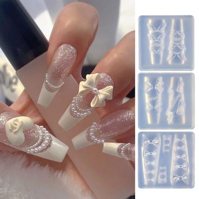 3D Nail Art Mold Silicone Nail Art Cabochon Decortive Mold Nail Art Making Tools Silicone Carved Mold Template Moulds
