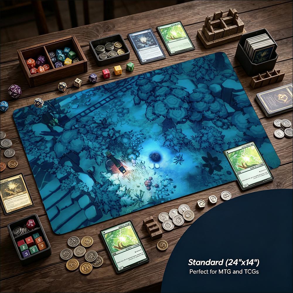 Spiel-Spielmatte Leuchtende Dunkle Höhle Dungeon Kunstdruck Genähte Kante Anti-Rutsch-Gummi-Matte für Brett-Kartenspiel Schreibtisch Gaming Home Office