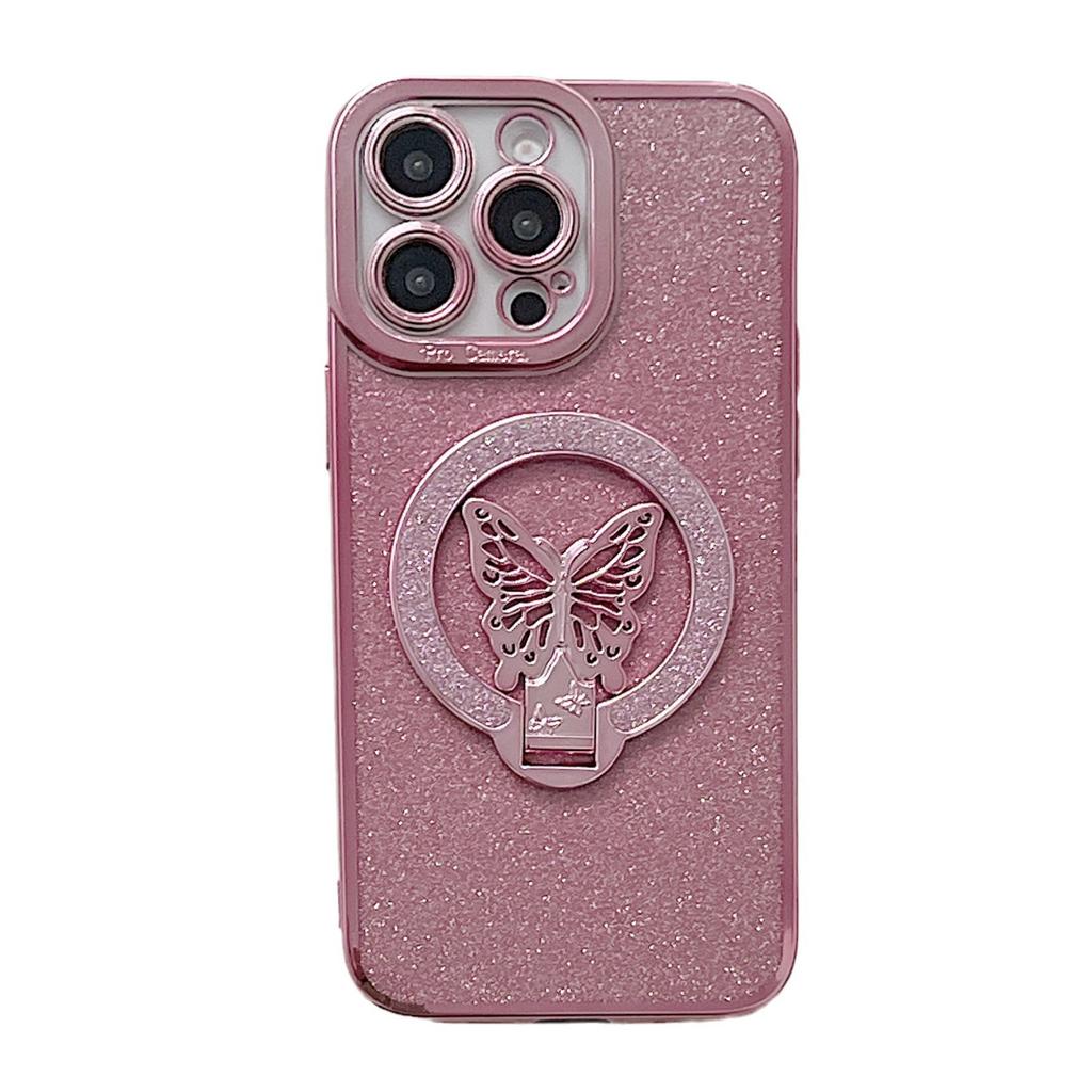 Suitable for Apple 16 Electroplated Eye Glitter Butterfly Stand Phone Case, Anti-drop IPhone15promax Protective Case