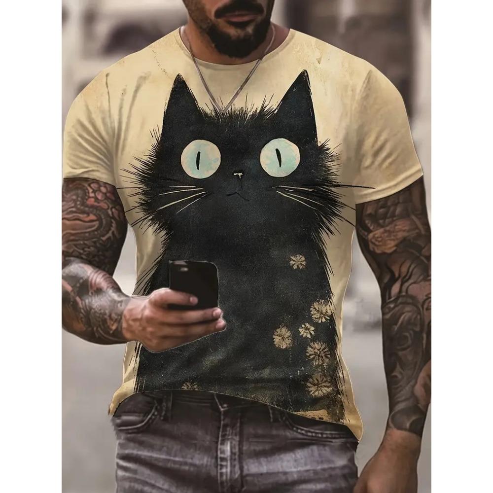 Men T-Shirt New Funny Painting 3D Printing Short Sleeve Summer Outdoor Fashion Wear Tops Large Size Loose Men's T-Shirt
