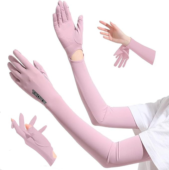 Yihuilan Summer UV Protection Arm UPF Cool To the Touch Long Full Coverage To the Sun UV Hand Perfect for Detailed and Unisex Women's Covers, 50+