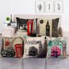 Retro London Tram Series Digital Printing Short Plush Pillow Covers For Car Sofa Office Cushion Cover Home Goods 60X60Cm