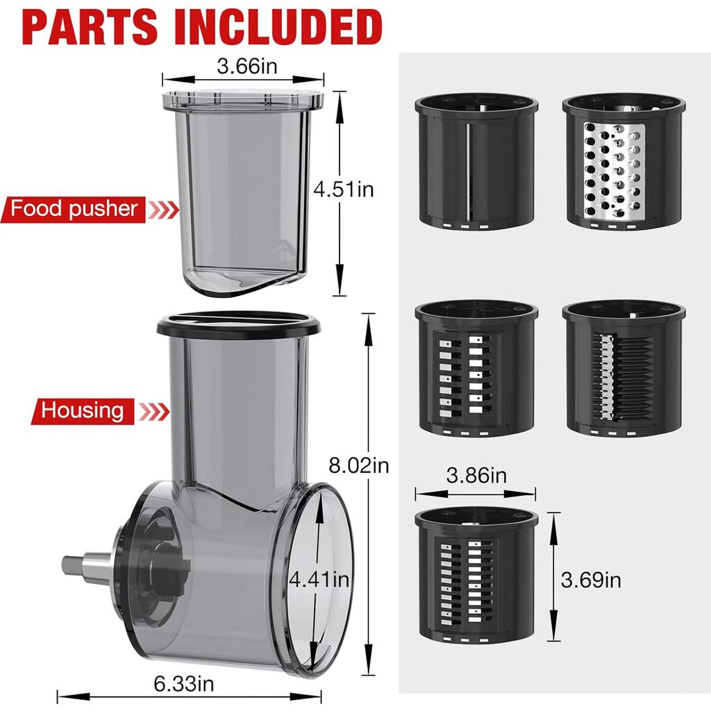 Multifunction Vegetable Cheese Slicer Shredder Cutter Shred Kitchen Grater Peeler Attachment For 3.5QT 4.5QT 6QT 7QT 8QT
