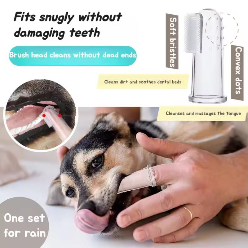 1-20pcs Silicone Soft Pet Finger Cuff Toothbrushes Dog Brush Bad Breath Tartar Teeth Care Tool Cat Cleaning Scrub Silicagel Pet Supplies