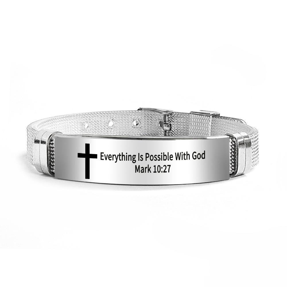 Adjustable Inspirational Quotes Braclets Stainless Steel/PVC Bible Verse Bracelet  Faith Gifts