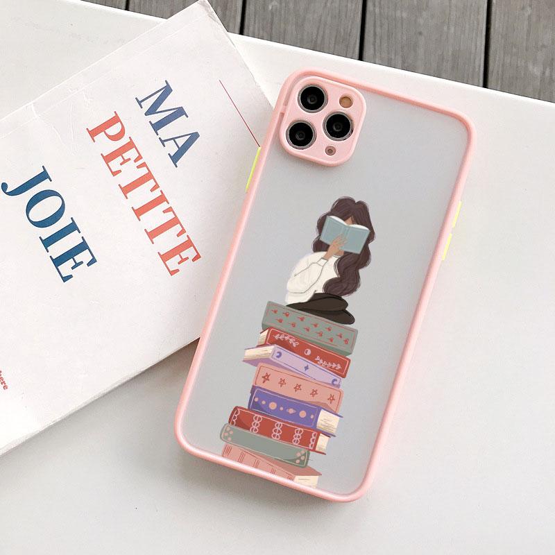 Read Book And Coffee Girl Phone Case Cute Cover for Iphone 7 8 14 Plus SE2 15 13 14 12 11 Pro Max Mini X XS XR Shockproof Cover