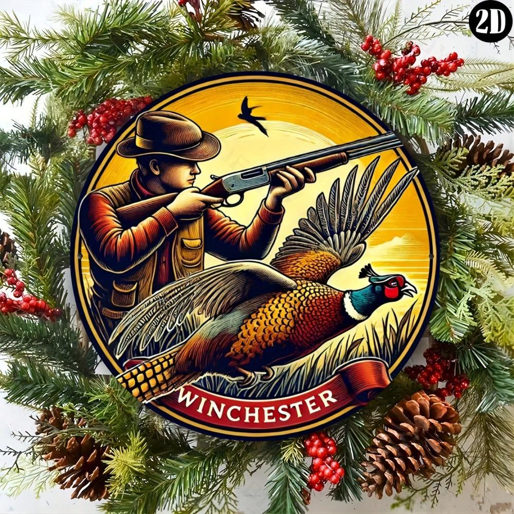 Vintage Metal Pheasant Hunting Sign Western Aluminum Art Decor for Living Room Wall Home Office Cafe Bar Indoor Outdoor Gift Halloween