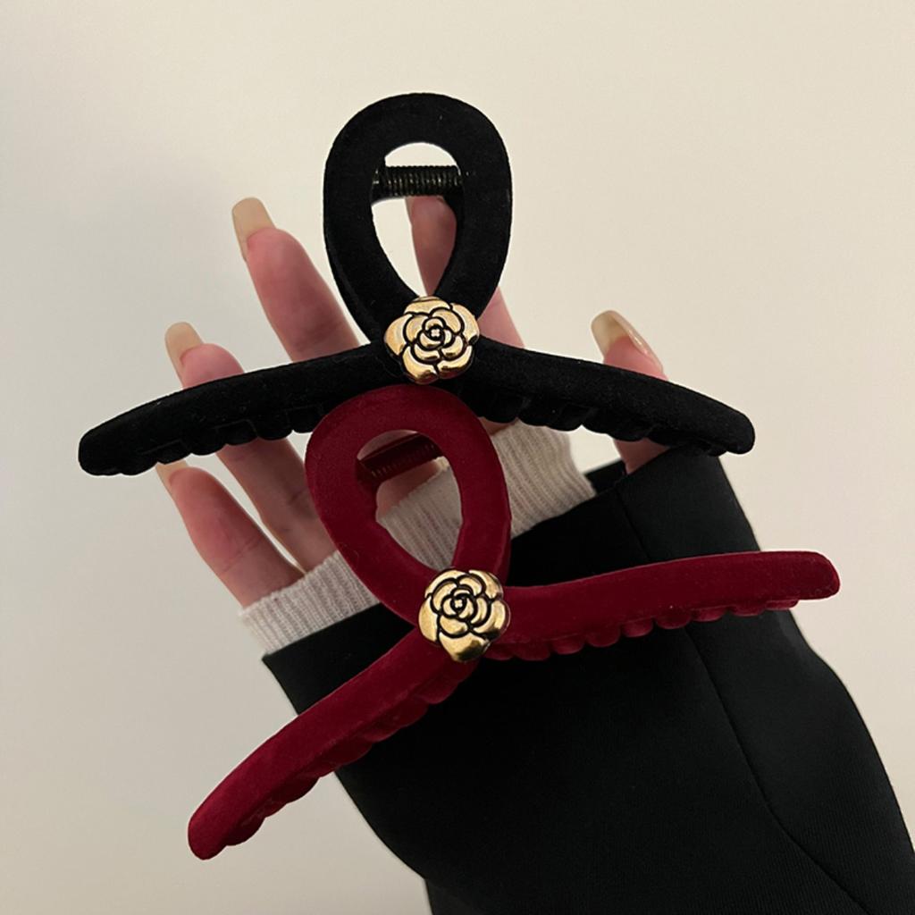 Camellia Flower Double-sided Plush Hair Clip