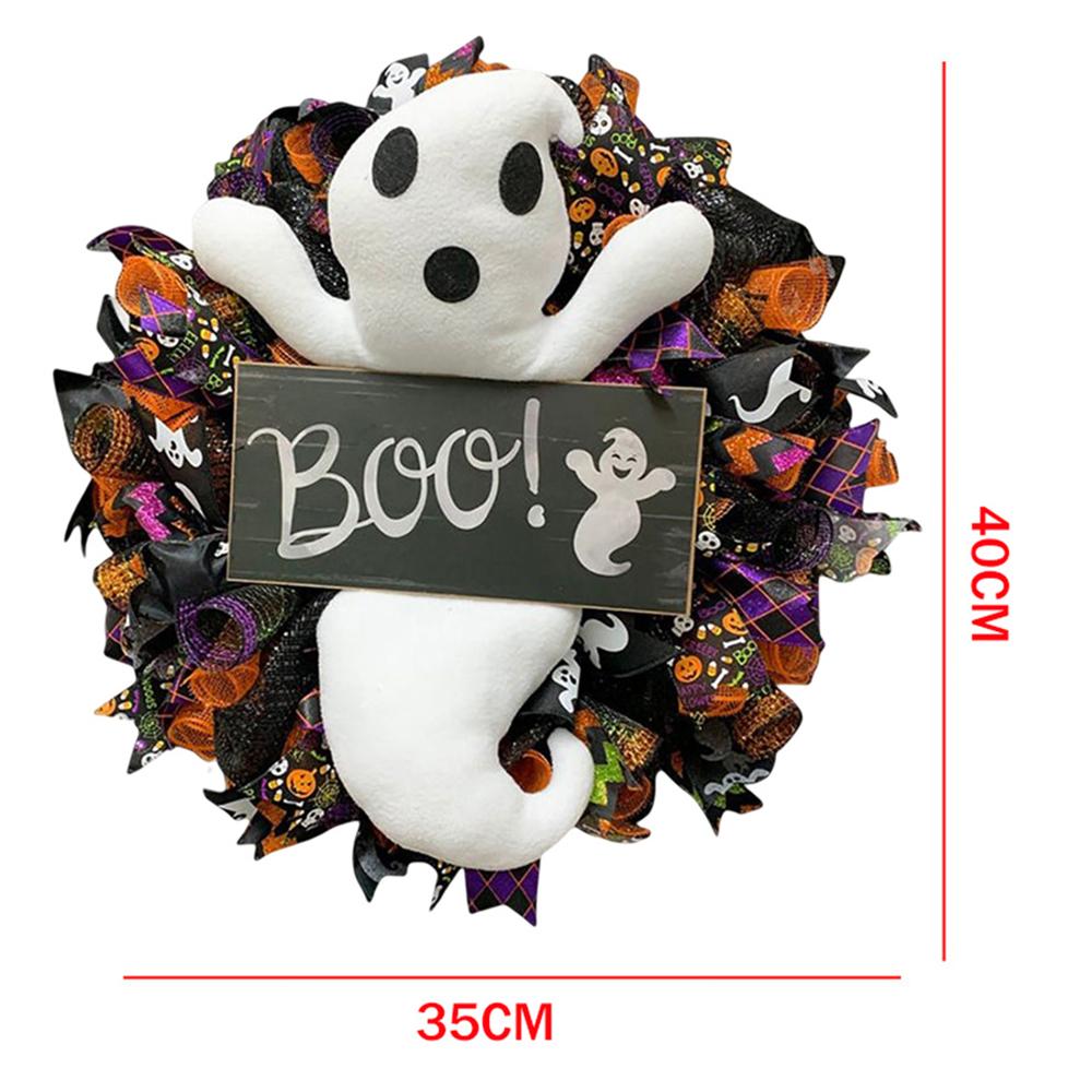 Halloween Ghost Doll Decor Wreath 35*40cm Scary Party Decoration Home Door Hanging Spooky Ornament Scary Hanging Ghost