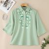 ZANZEA Women Casual Turn Down Collar 3/4 Sleeve Loose Print Blouse