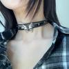Women Men Cool Punk Choker Necklaces Bracelet Gothic Butterfly Pendant Biker Choker PU Leather Collar Sexy Jewelry Gift