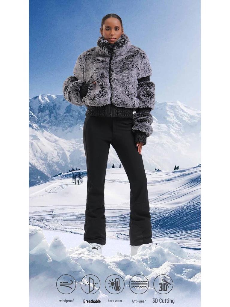 Women's Windproof Thickened Winter Ski Suit - European & American Style for Extreme Cold Outdoor Sports.
