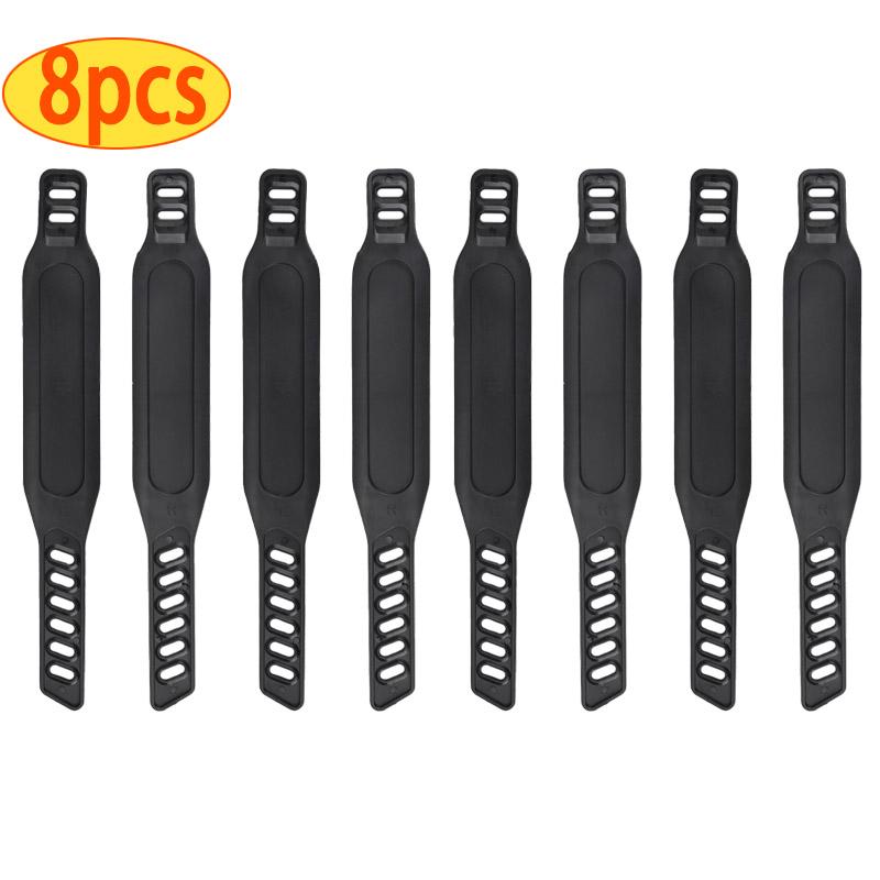 4/8pcs Exercise Bike Belts Adjustable Length Bicycle Pedal Straps Generic for More Stationary Cycling Fix Bands Tape Fitness 8pcs Black