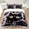 3pcs Giant Colorful Black Cat Print Bedding Set (1 Cover + 2 Pillowcases, Without Inserts), This Printed Bedding Set Is Soft and Comfortable