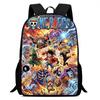 15 Inch Cartoon One Piece Mochila Backpack, Light Weight Unisex School Backpack for Boys Girls Age 6-10 Casual Travel Daypack