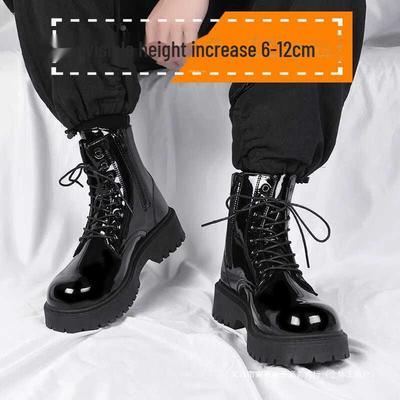 COS Stivali Martin da Moto da Uomo in Vera Pelle Stile Britannico con Rialzo 10 cm
