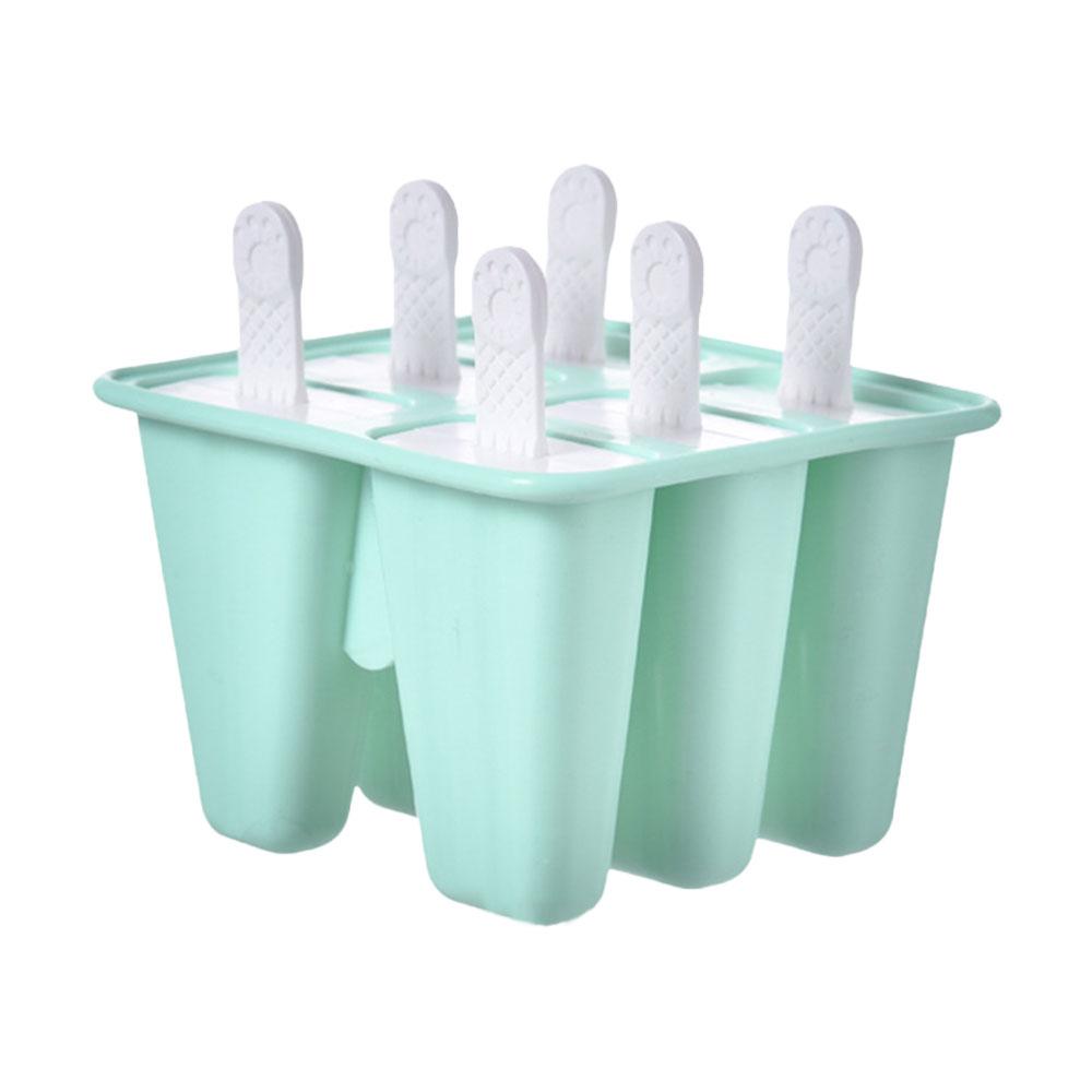 Silicone Ice Cream Mould Block 6 Cavity Frozen Molds Icy Pole Jelly Popsicle Mold with Reuseable Sticks Kitchen Accessories
