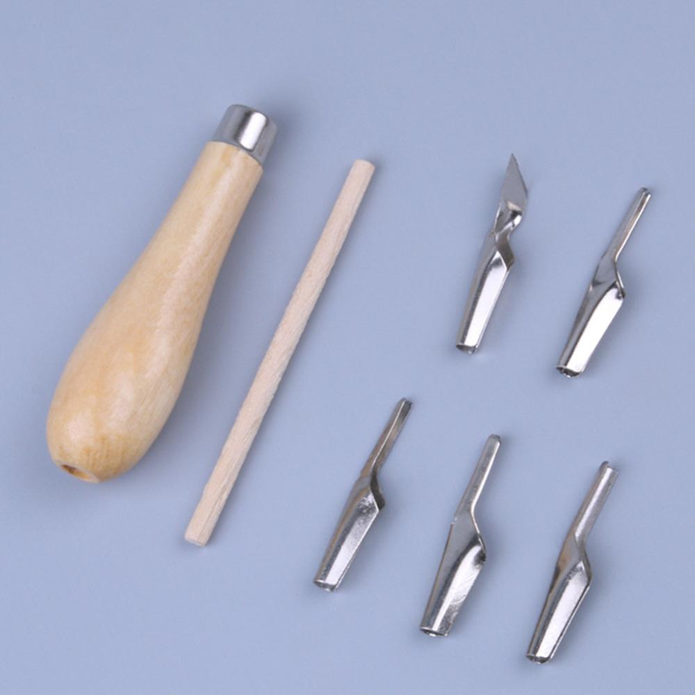 Carving Tool Set Wood Handle Cutting Kit for Printing Blocks Rubber Stamps Art Craft Supplies
