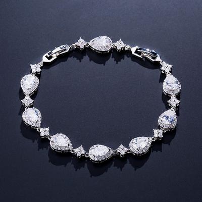 Pulseira Clássica Geométrica Gota d'Água com Zircônia Cúbica Para Mulheres Noiva Deslumbrante Brilhante Zircônia Festa Casamento Joias