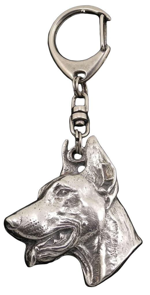 Dobermann, Doberman Pinscher, Dobie I - Silver-plated Key Ring with Dog, Handbag Decoration, Backpack Pendant by Art-Dog Brand