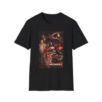 Tricou Unisex cu Afișul Filmului Halloween 5 | Tricou Grafic cu Personaje Halloween