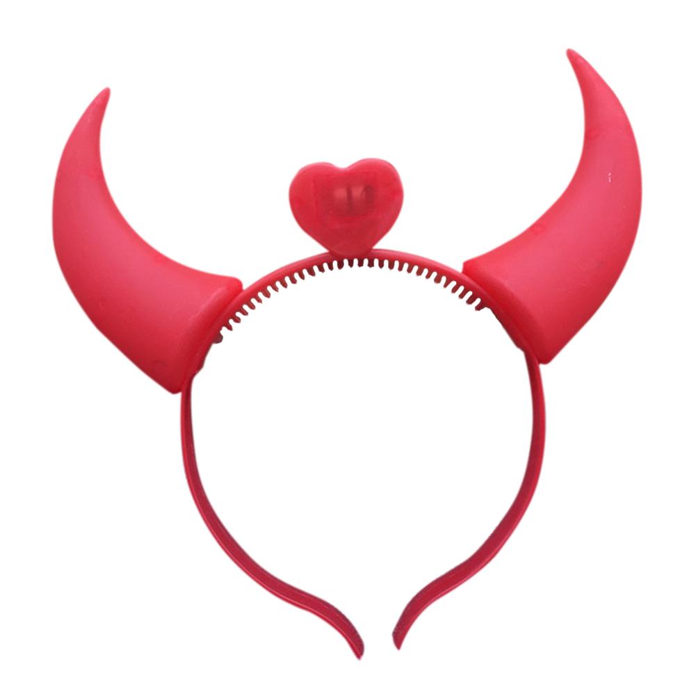 Hair Clasp Light Up LED Flashing Devil Horns Headband Stall Toys Concert Props Glowing Horns