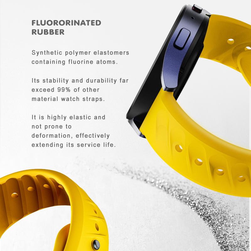 Lightweight Flexible Watch Band FKM Rubber Material Soft Touch Feeling Comfortable Wear All Day Long for Samsung Galaxy Watch