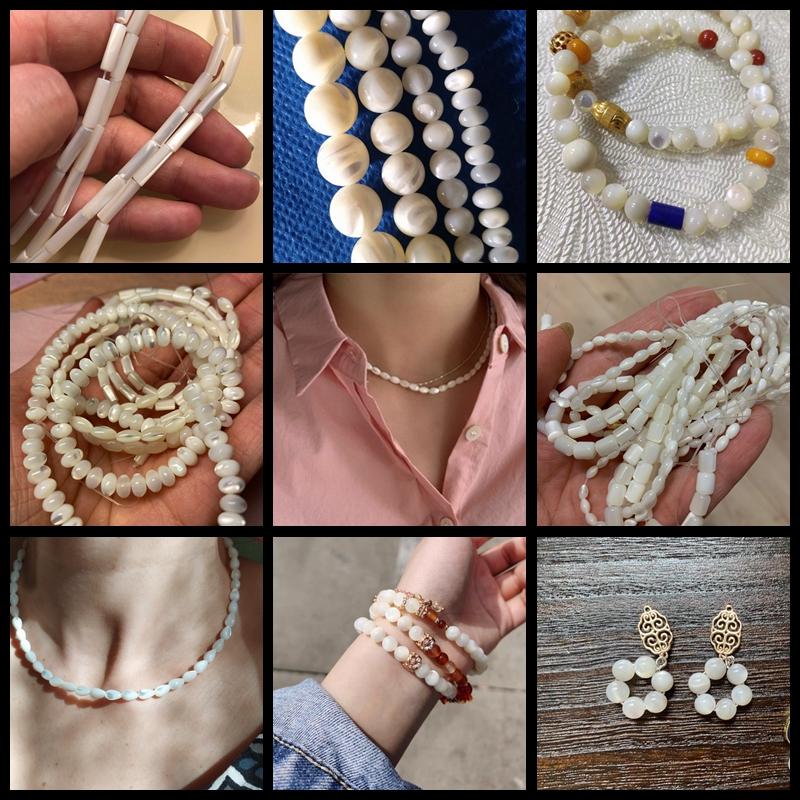 Natural White Mother Of Pearl Shell Beads Loose Flat Oval Teeth Round Star Nugget Freshwater Shell Chip Charms Beads For Jewelry