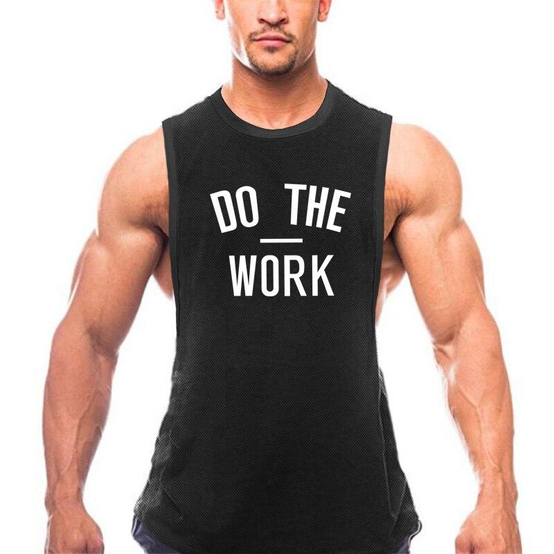 Do The Work  Summer Mens Bodybuilding Fitness Workout Gym Sports Mesh Quick-drying Breathable Muscle Guys O-neck Printed Tank Top