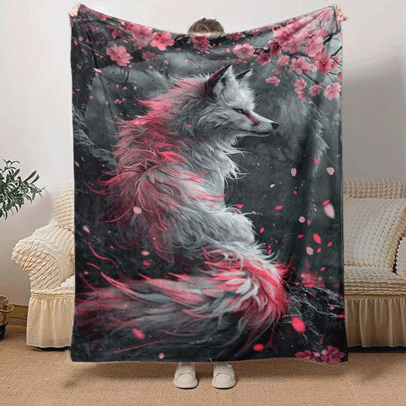 1pc Fox Printing Lightweight Flannel Blanket, Comfortable and Warm Blanket, for Camping Sofa Bed and Couch Office, Suitable for Gift Blankets