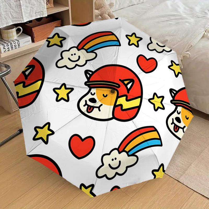 

1pc Doodle Art Automatic Folding Umbrella Durable Iron Frame, Iron Umbrella Structure Suitable for All Seasons yy260203106