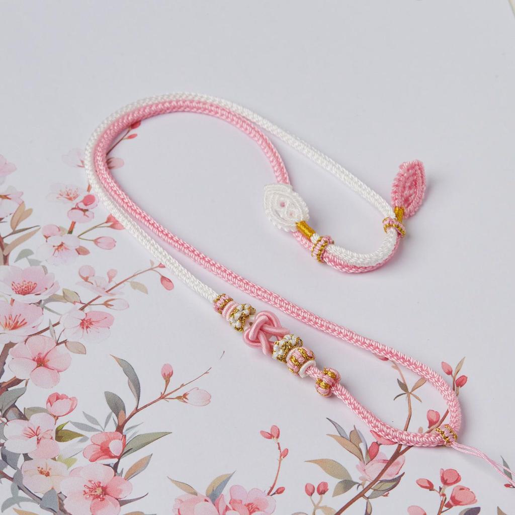 Hand-Woven Peach Blossom Knot Necklace Cord with Four-Strand Braid for Men and Women