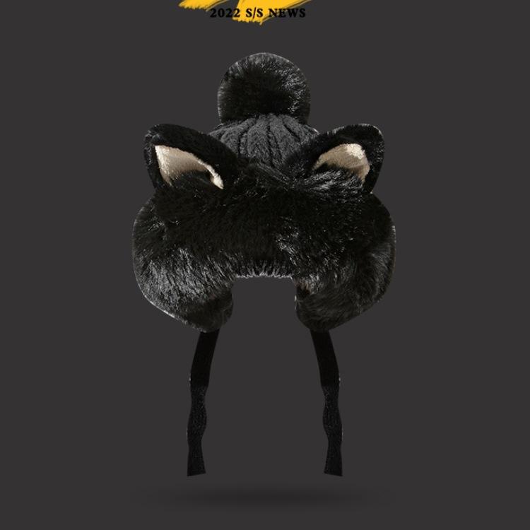 Beret with Cat Ears, Hats New Thickened Plush Warm Hat Ear Protection Windproof Artist Hats Women's Hats