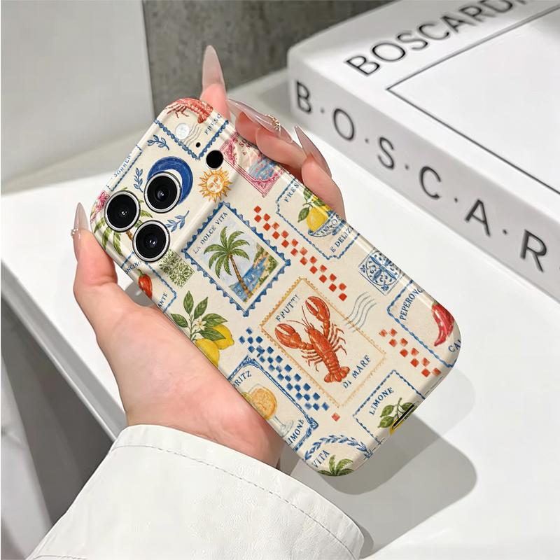 Limoncello Citrus Lemons Stamp Pattern Art Film Aesthetic Protective Shockproof Bumper Case Cover For iPhone 14 15 16 17 Pro Max Plus