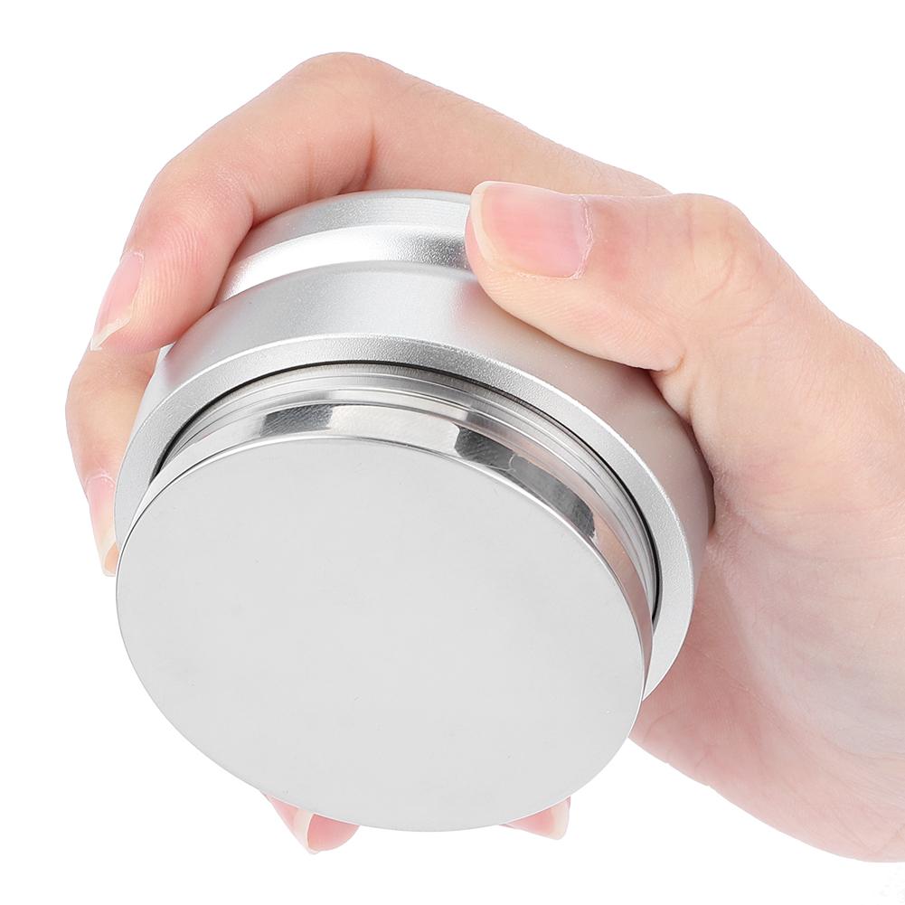 Verstellbarer Kaffeetamper aus Edelstahl Flache Basis Kaffeepulververteiler Nivellierwerkzeug für Zuhause Büro Silber