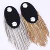 1Pc Rhinestone Beaded Epaulette Punk Coat Suit DIY Chain Tassel Badge Shoulder Patches Appliques Tassel Trim Crystal Decor
