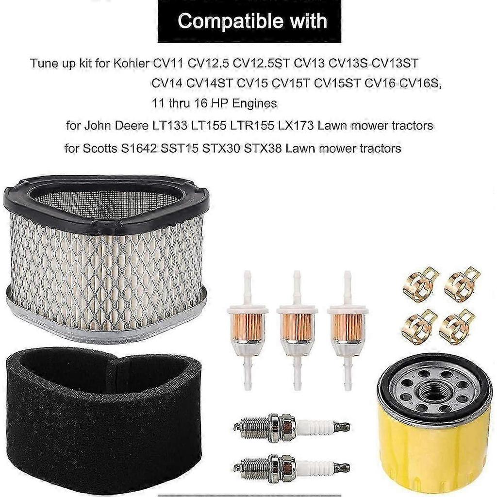 Filtro Aria con Filtro Carburante di Ricambio per Tosaerba Kohler LX173 LT133 LT155 LTR155 STX30 STX38 S1642 SST15, per John Deere GY20574 M92359 AM121608