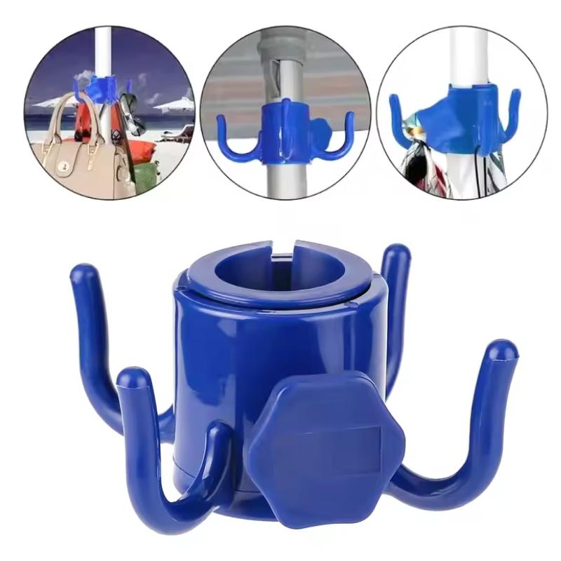 Beach Sunshade Umbrella Hook Hanging Rack Solid Color 4 Prongs Outdoor Camping Trip Clasp For Towels Bags Hats Sunglasses-1/2Pcs