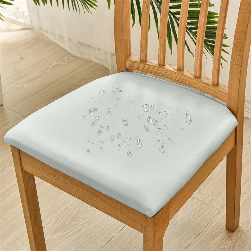 Water Repellent Dining Seat Cushion Cover Pu Leather Stretch Kitchen Chair Covers Chair Slipcover for Banquet Office El Party