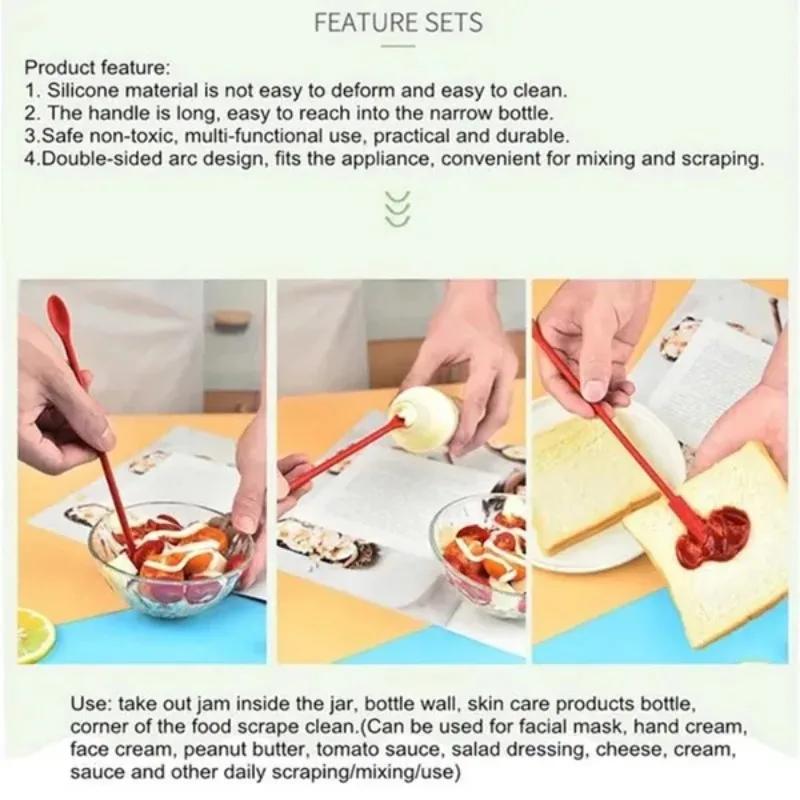 3Pcs/set Mini Silicone Spatula Spoon Makeup Spatula Thin Spatula Set for Kitchen Bottles Jam Cream Sauce Rubber Spatula