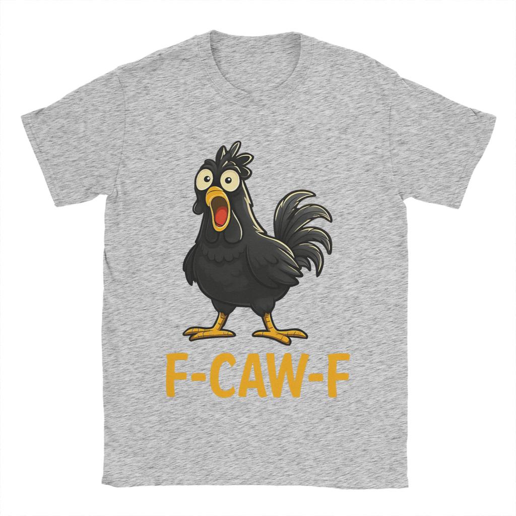 Funny FCawF Black Chicken Meme T Shirts Mens Cotton Novelty TShirts Round Collar Tee Shirt Short Sleeve Tops Graphic Print