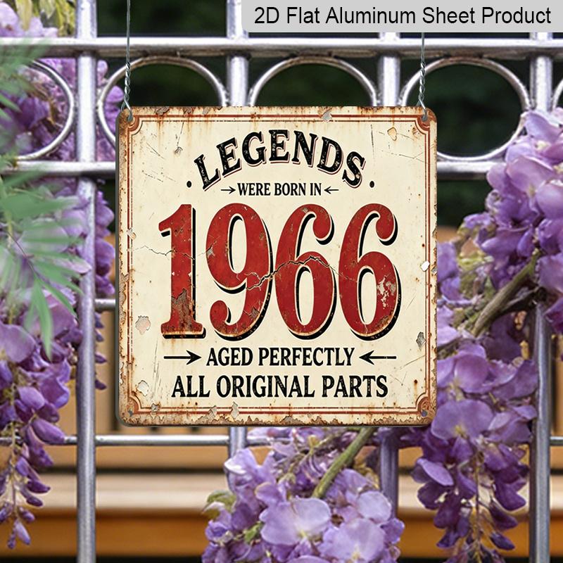 2D Flat 1pc, Retro Metal Aluminum Sign, Legendary 1966 Sign, Christmas Gift, Steampunk Style, Gift for Parents and Partners, Suitable for Garden
