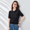 CARBAMMI Women's Short Pure Cotton Hollow Knit Polo T-Shirt