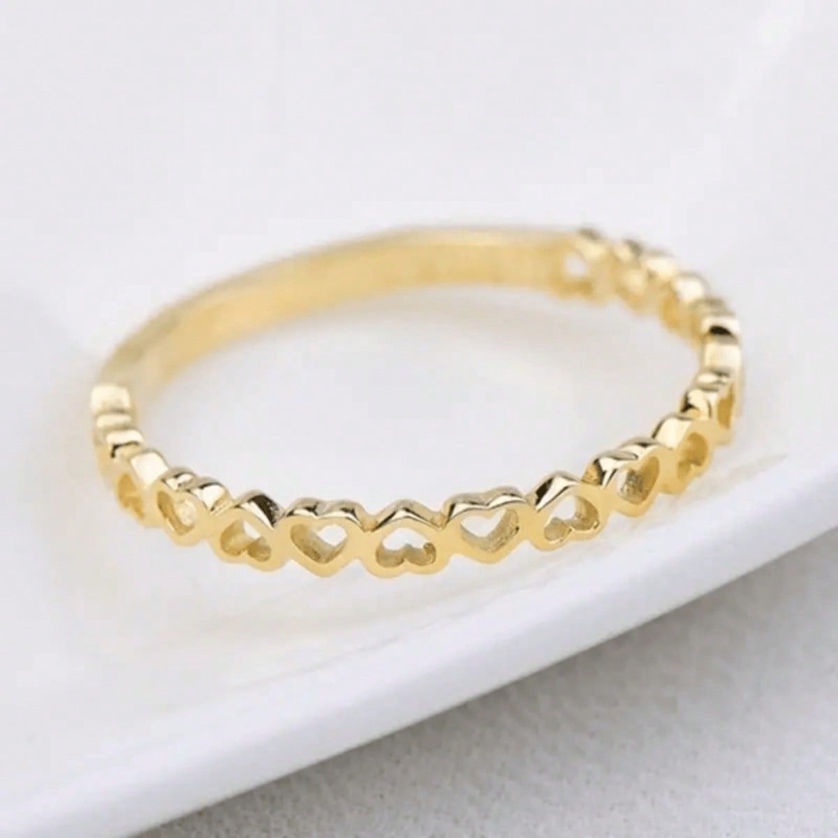 1pc Elegant Heart Shaped Ring, Heart Shaped Hollow Ring, Women s Fashion Jewelry 5 золотой