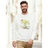Men's Casual Round-Neck Sweatshirt With UFO And Dinosaur Designs.