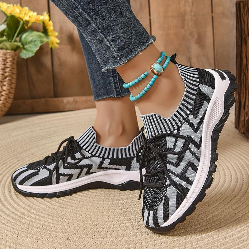 Fashion Mix Color Breathable Knitted Sneakers Women 2025 Autumn Platform Sport Shoes Woman Comfortable Non Slip Running Shoes Female