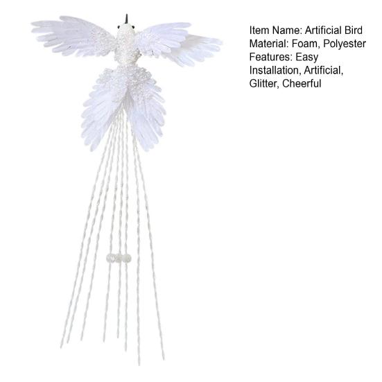 Artificial Glitter Birds Christmas Tree Ornament Realistic Long Tail Hummingbird With Faux