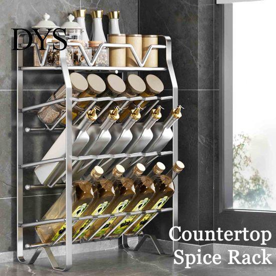 Heavy Duty Stainless Steel Rack Spice Rack, 2/3/4 Tier Condiment Organizer for Metal Seasoning Countertop, Multi-purpose Multi-Layer Bottle