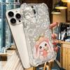 Phone Case: 2D Flat Suitable for iPhone 18 17 16 15 14 13 Pro, Transparent Four Corner Protective Case, Peach Lop Eared Rabbit, Christmas and Hallowee