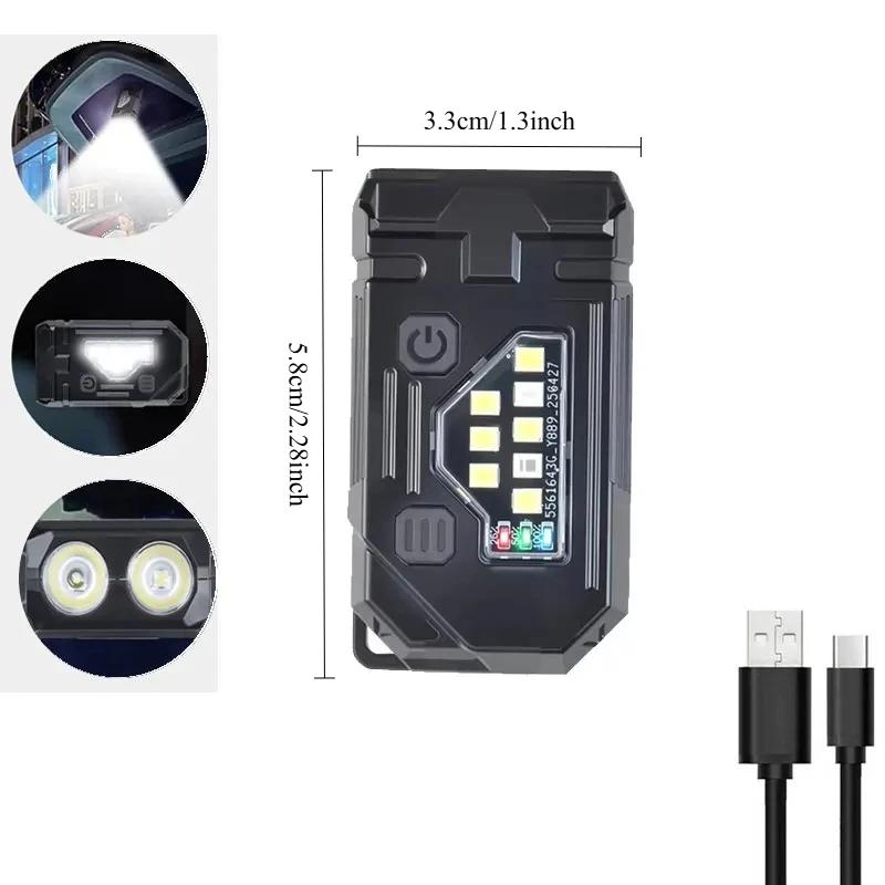 Strong Lighting ABS Flashlamp USB Charging Portable Outdoor EDC Torch Camping Hanging Flashlights Telescopic Focus COB Side Lamp
